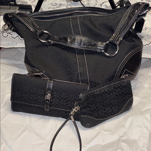 Coach Soho Y2K Black Jacquard Hobo Shoulder Trim Vintage collector quality - Picture 13 of 17